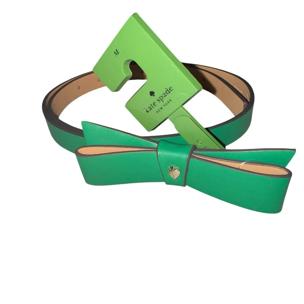 NWT Kate spade new york 19mm bow spade belt Medium Green